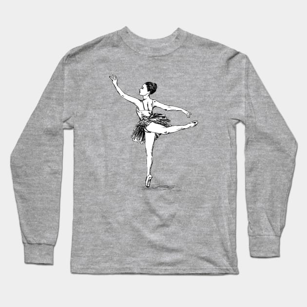 Ballerina illustration Long Sleeve T-Shirt by rachelsfinelines